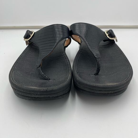 FitFlop Women's Black Leather Slip-On Flip-Flop Sandals Size 8 #350-001 - Picture 6 of 10